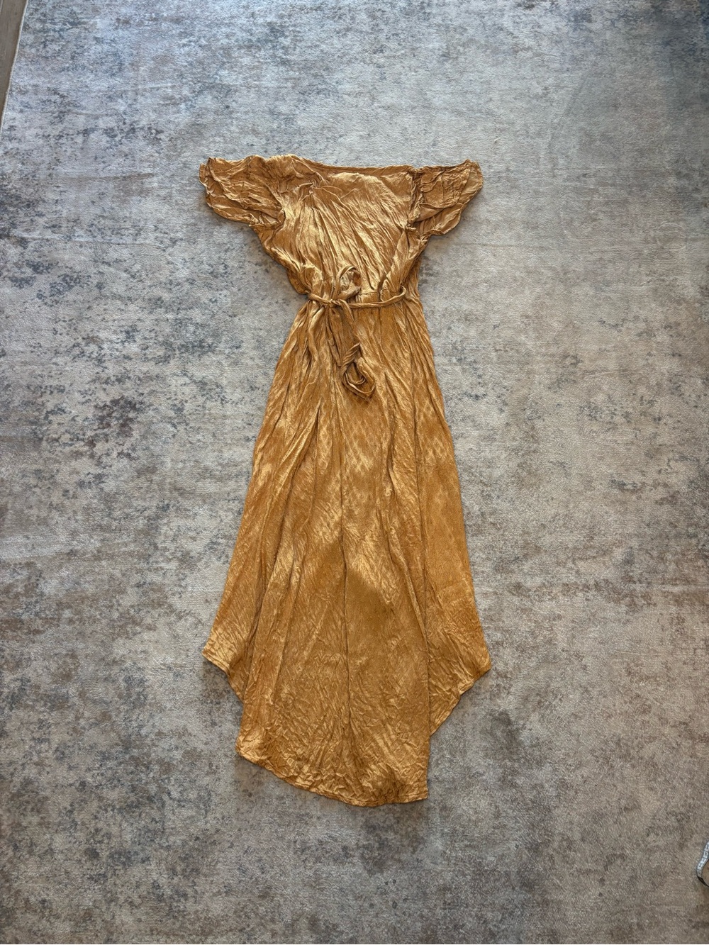Band of Gypsys Gold High-Low Wrap Dress - Picture 2 of 6